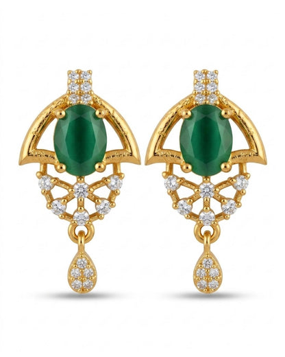 Green Halo Gold Plated Wedding Jewellery Pendant Set
