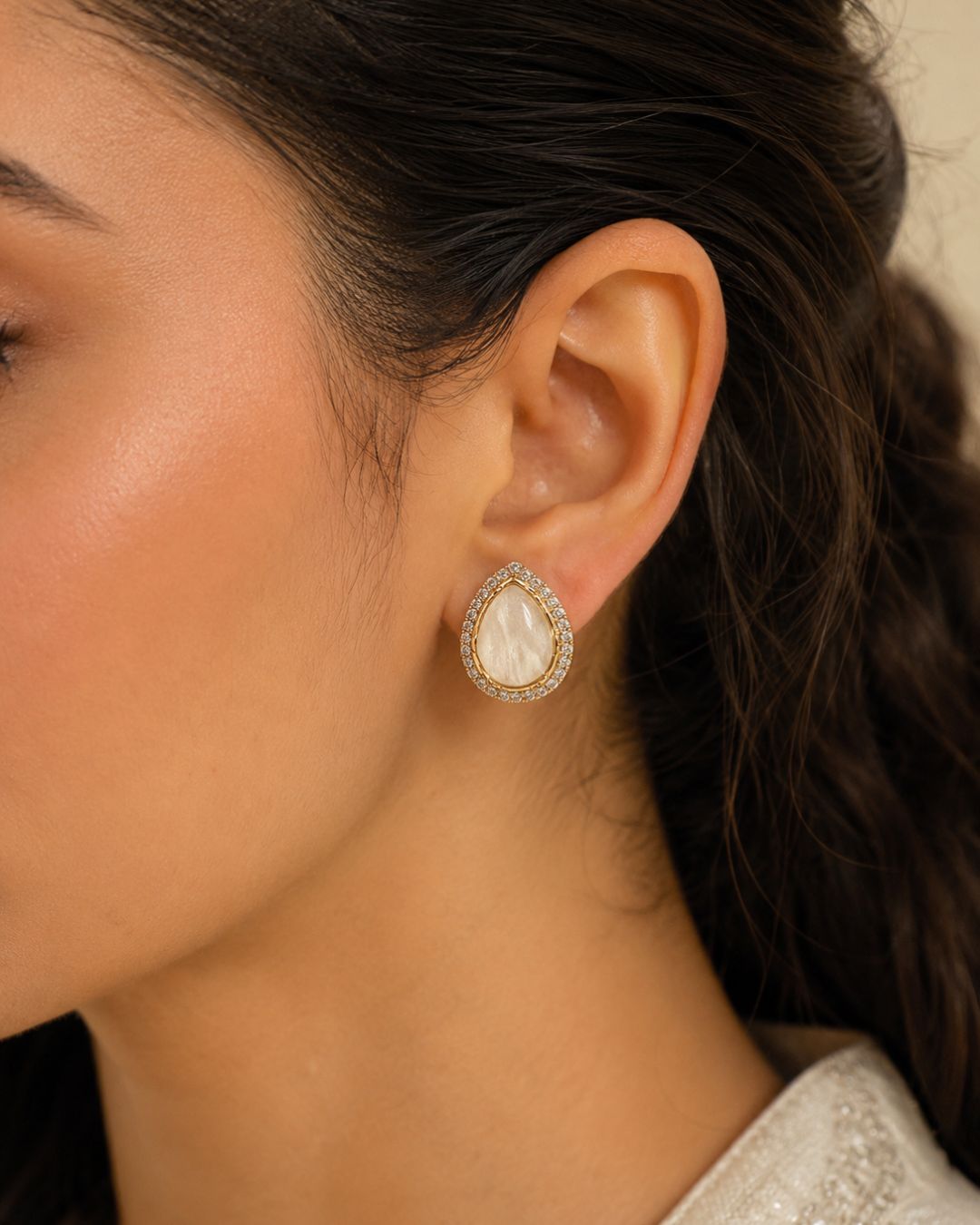 Sabyasachi inspired Ivory Turkish Pota Earrings for Women