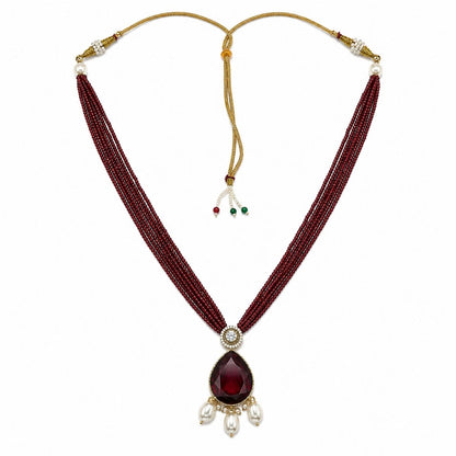 Royal Maroon Victorian Pearl Necklace