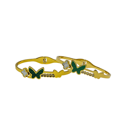 Gold Bracelet for Women with butterfly designs on a white background