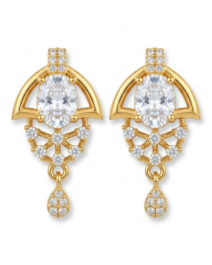 Oval Halo Gold Plated Wedding Jewellery Pendant Set