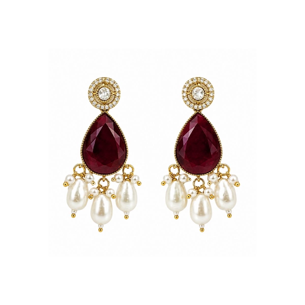 Royal Maroon Victorian Pearl Necklace