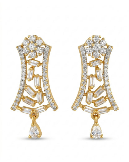 Gold Finish American Diamond Black Beads Designer Mangalsutra Set