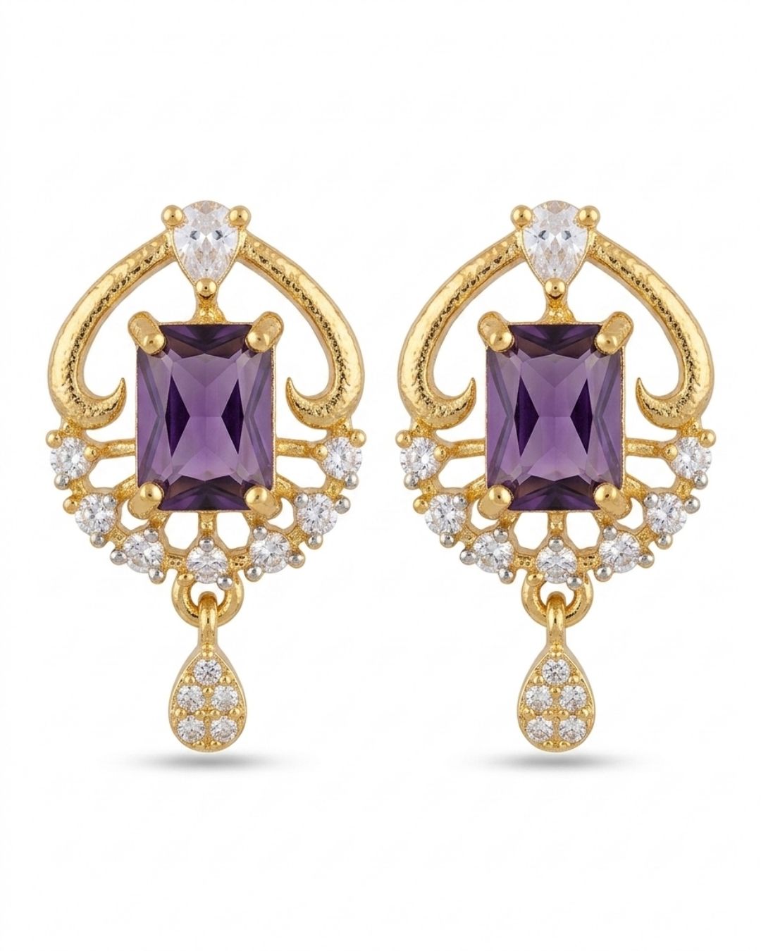 Royal Amethyst Gold Finish Party Wear Pendant Set