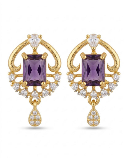 Royal Amethyst Gold Finish Party Wear Pendant Set