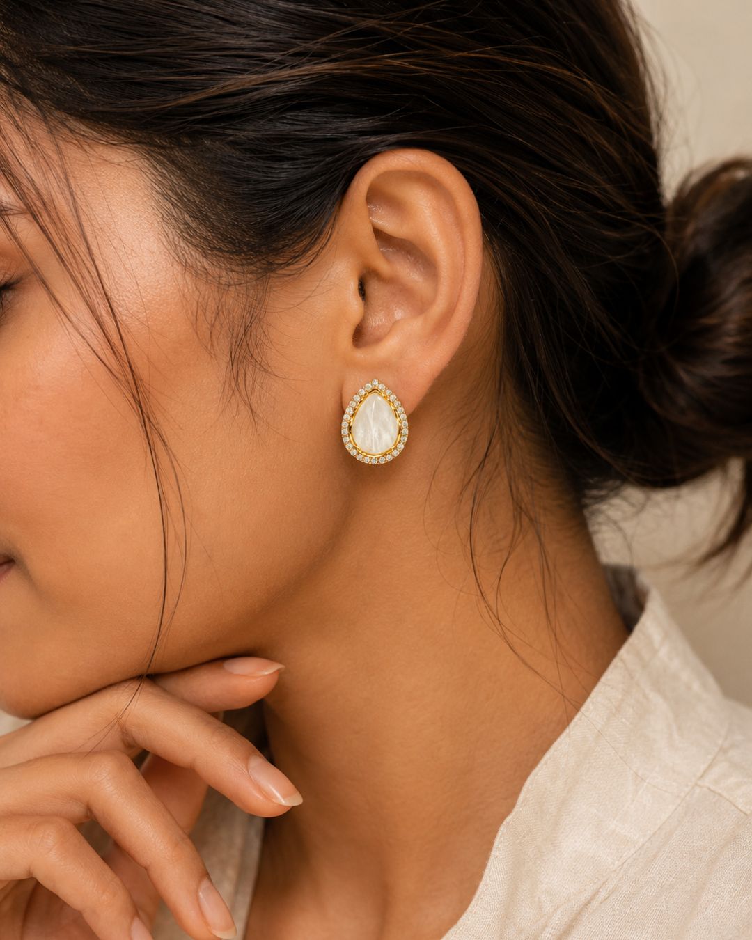 Sabyasachi inspired Ivory Turkish Pota Earrings for Women