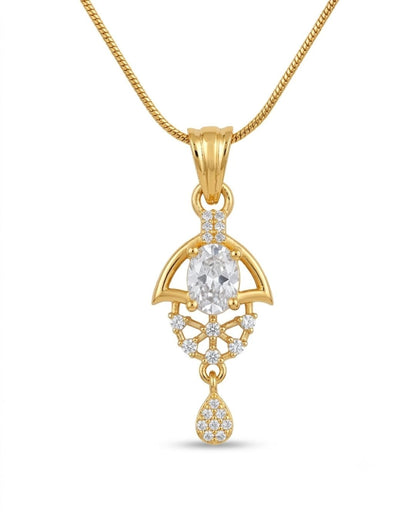 Oval Halo Gold Plated Wedding Jewellery Pendant Set