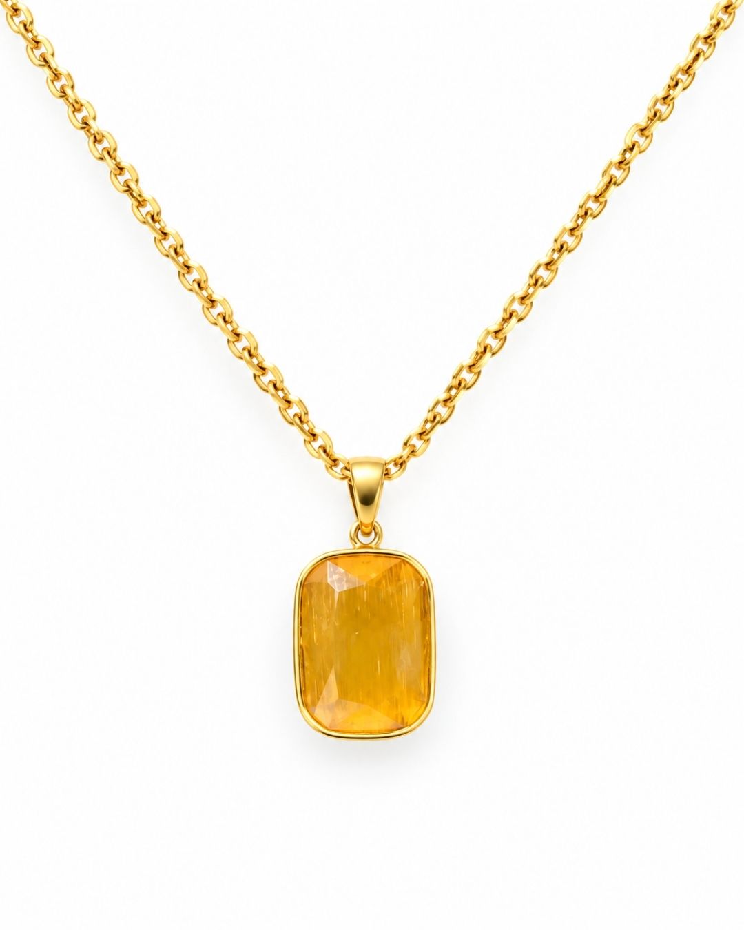 Gold Plated Yellow Rectangular Pendant for Women
