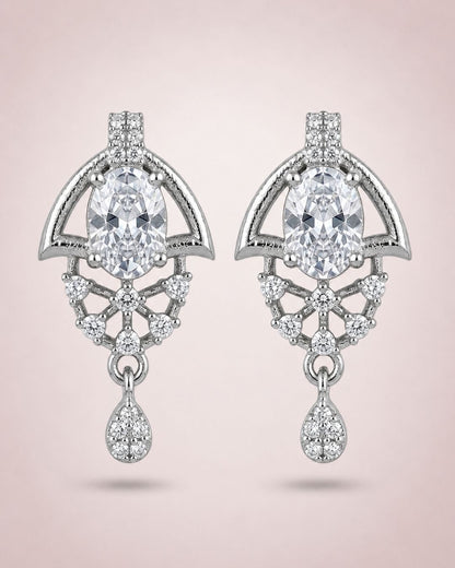 Oval Halo Silver Finish AD Pendant Set