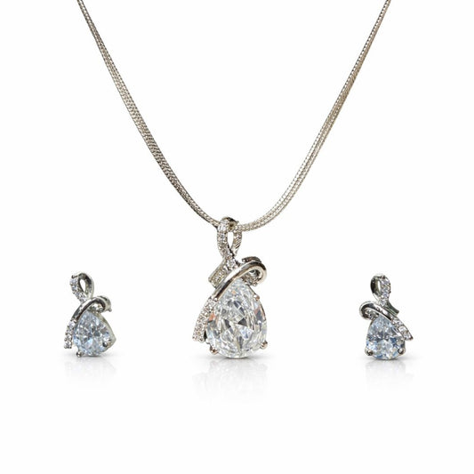 Teardrop Pendant Necklace with Matching Earrings