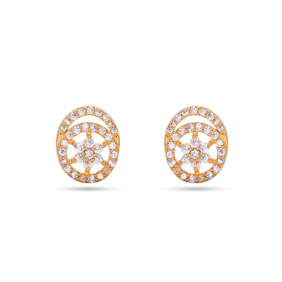 Belaci AD Gold Circular Diamond Studs for Women