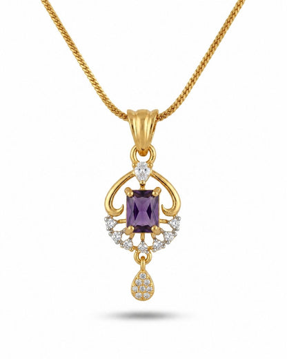 Royal Amethyst Gold Finish Party Wear Pendant Set