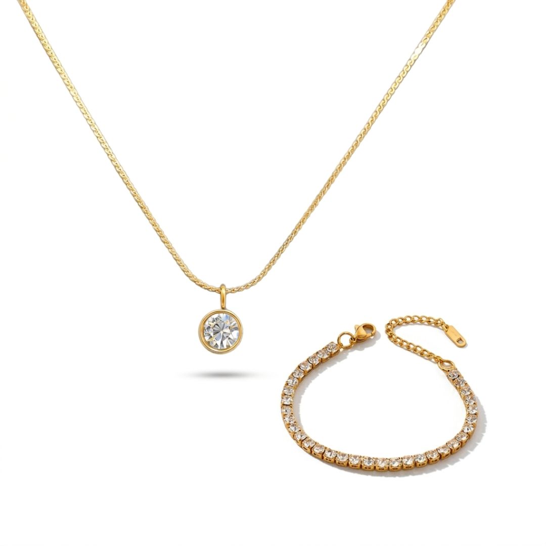 Pendant Necklace with Matching Bracelet (Combo Set)