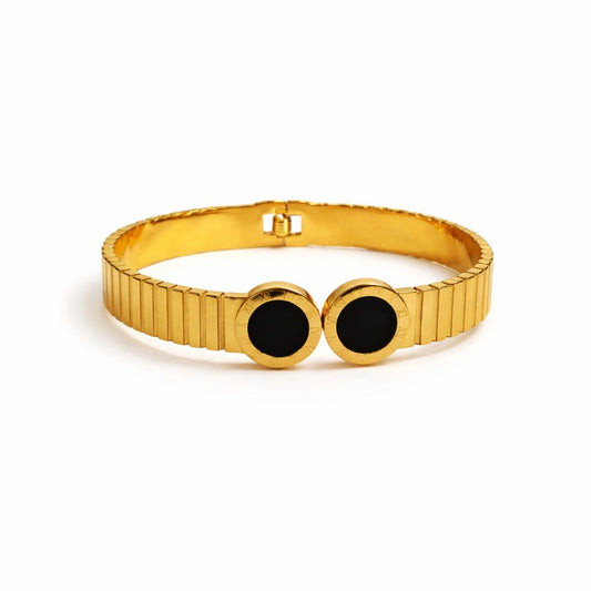Roman Dial Black Inlay Bracelet in Gold-Tone Segment Design