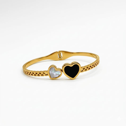 Heart Motif Bracelet for Women with Dual-Tone Accents