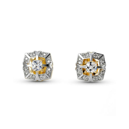 Belaci AD Dual-Tone Floral Diamond Studs for Women