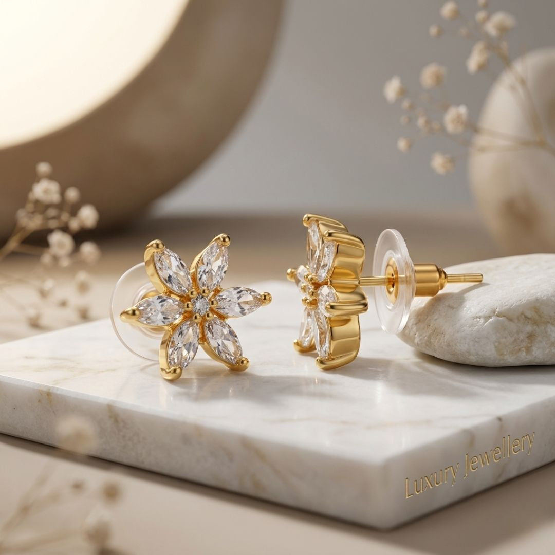 BELACI AD Gold Plated Jewellery – Floral Studs