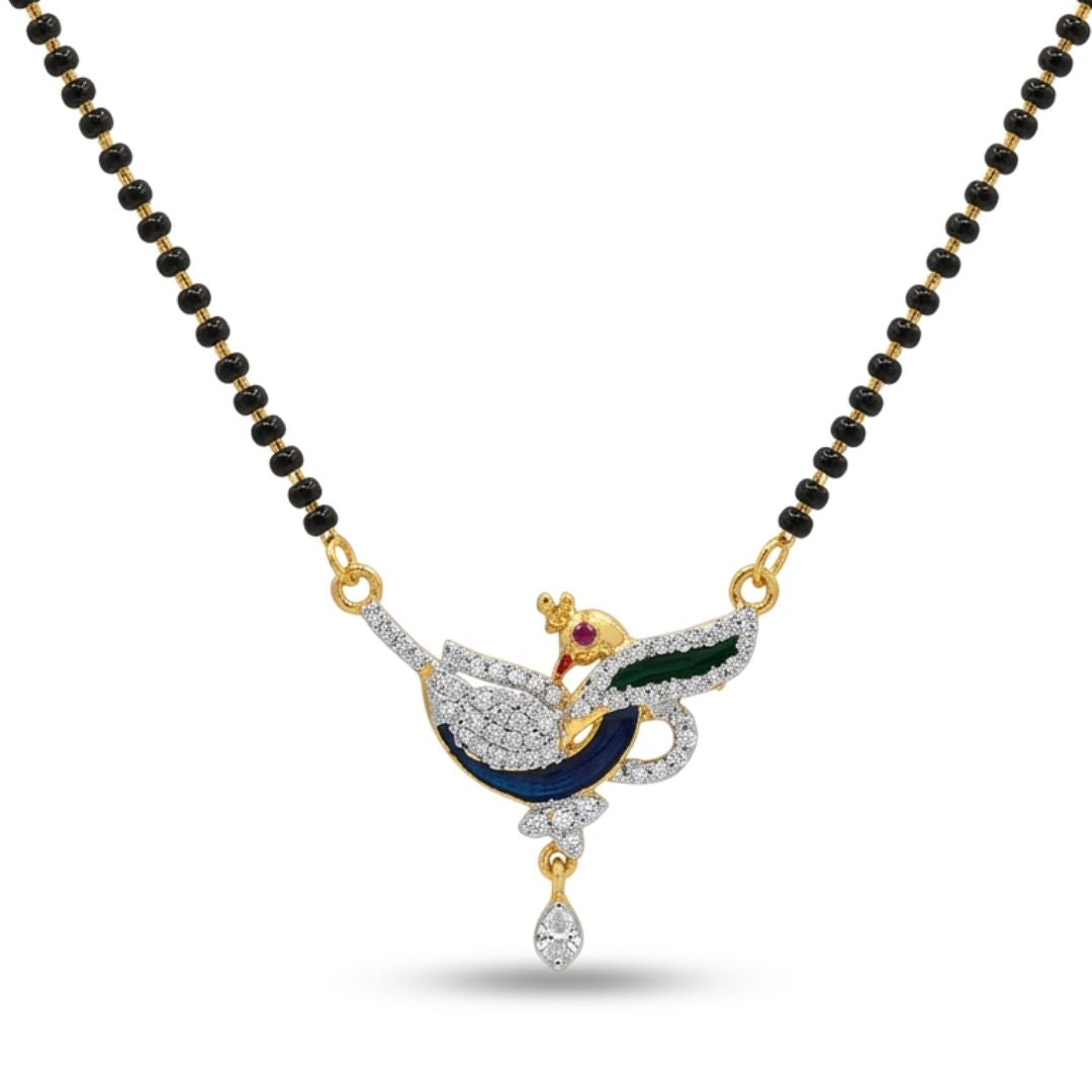 Designer Peacock American Diamond Mangalsutra Set