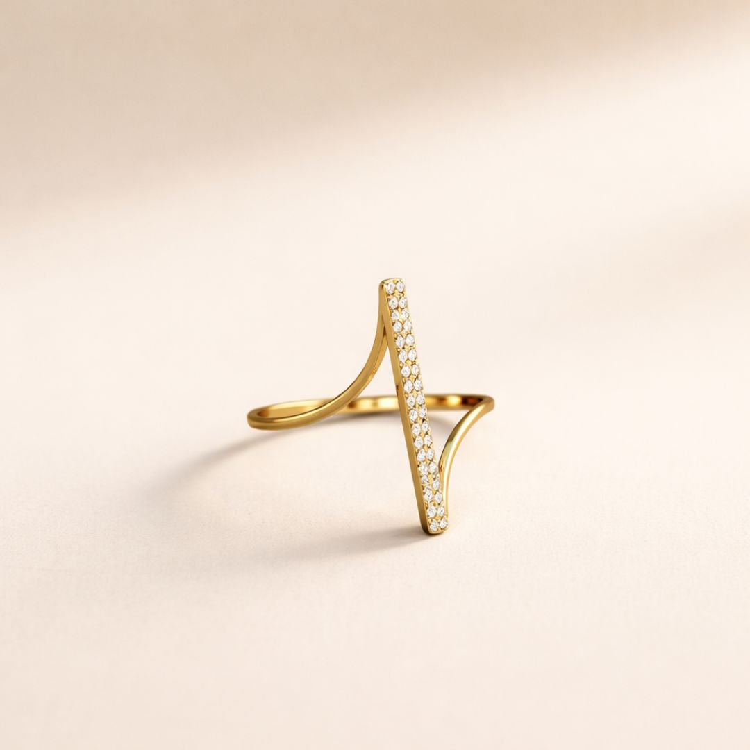 Vertical Bar Ring for Women in Gold-Plated Finish
