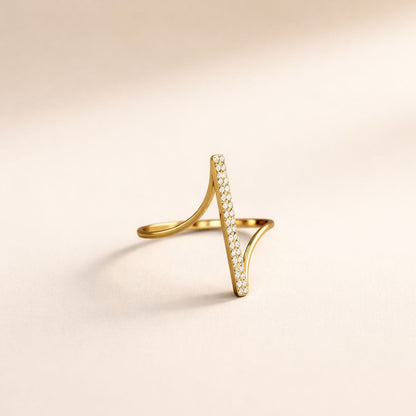 Vertical Bar Ring for Women in Gold-Plated Finish