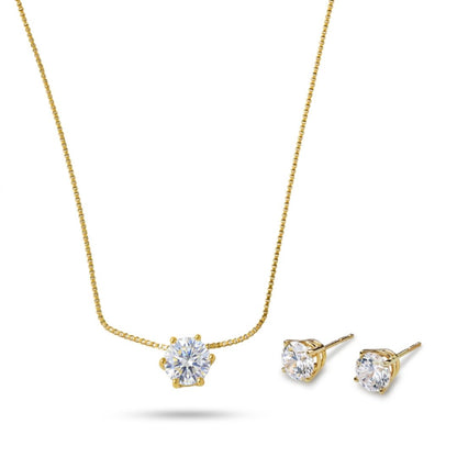 Solitaire Pendant Necklace with Matching Studs