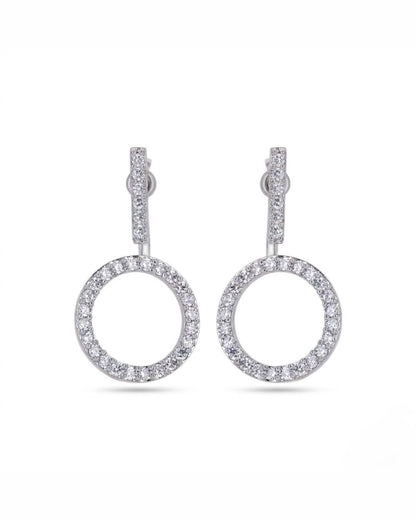 Open Circle American Diamond Silver Finish AD Stud Earrings for Women