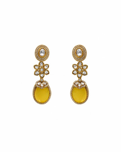 Sabyasachi inspired Polki Yellow Drop Earrings for Women