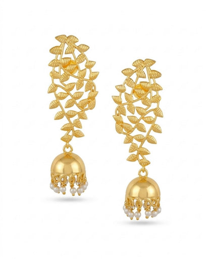 Leaf Vine Jhumka Pearl Earrings