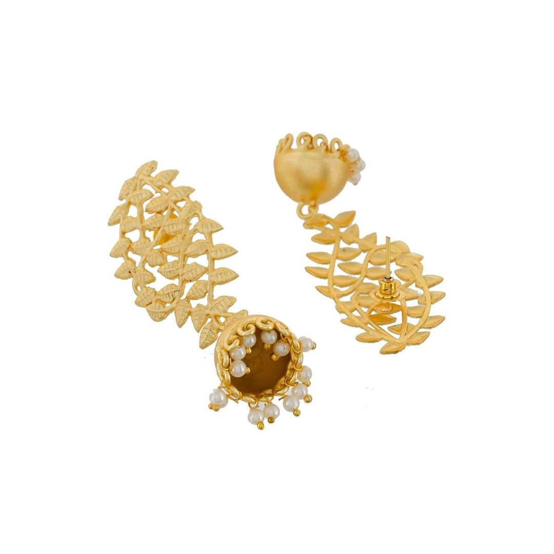 Leaf Vine Jhumka Pearl Earrings