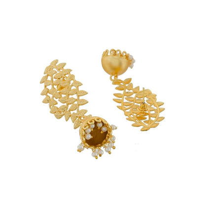 Leaf Vine Jhumka Pearl Earrings