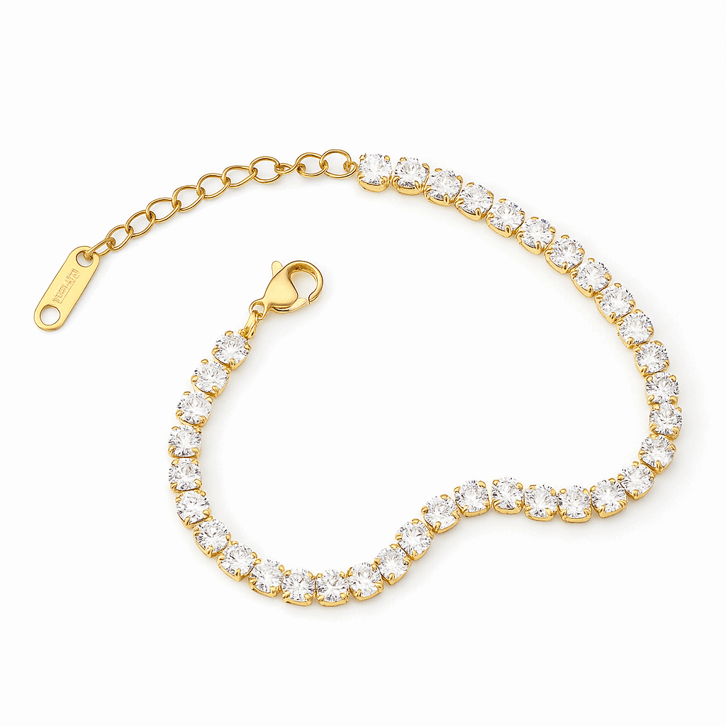 Diamond Bracelet for Women on a reflective surface with a blurred background
