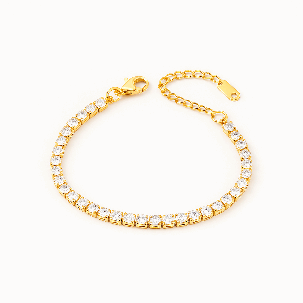 Diamond Bracelet for Women on a reflective surface with a blurred background