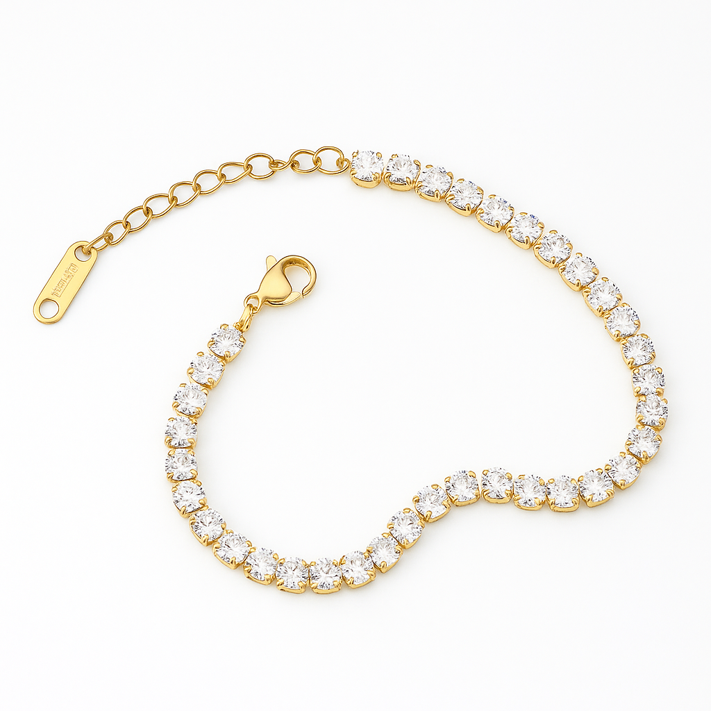 Diamond Bracelet for Women on a reflective surface with a blurred background