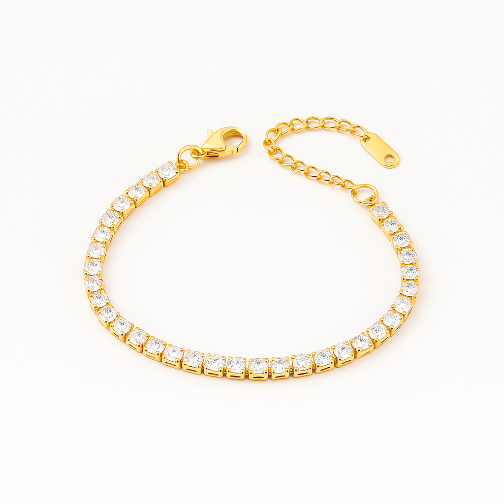 Diamond Bracelet for Women on a reflective surface with a blurred background
