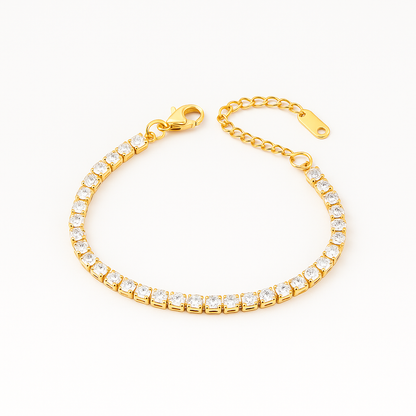 Diamond Bracelet for Women on a reflective surface with a blurred background