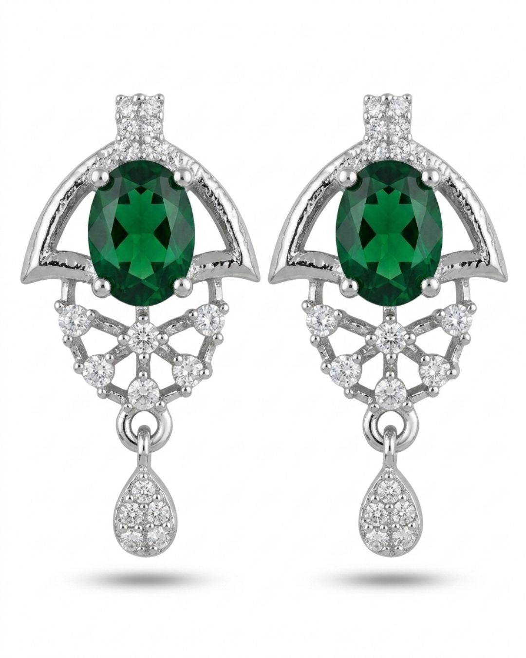 Green Halo Silver Finish AD Pendant Set