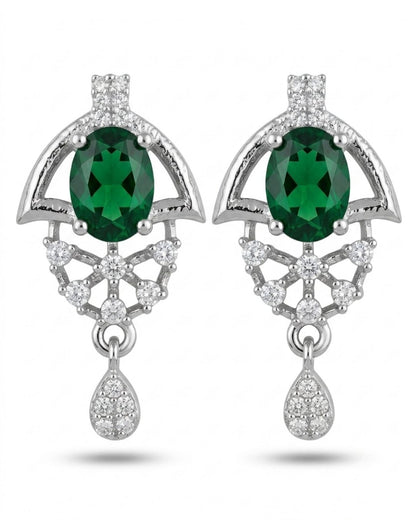 Green Halo Silver Finish AD Pendant Set