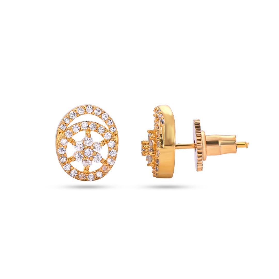Belaci AD Gold Circular Diamond Studs for Women