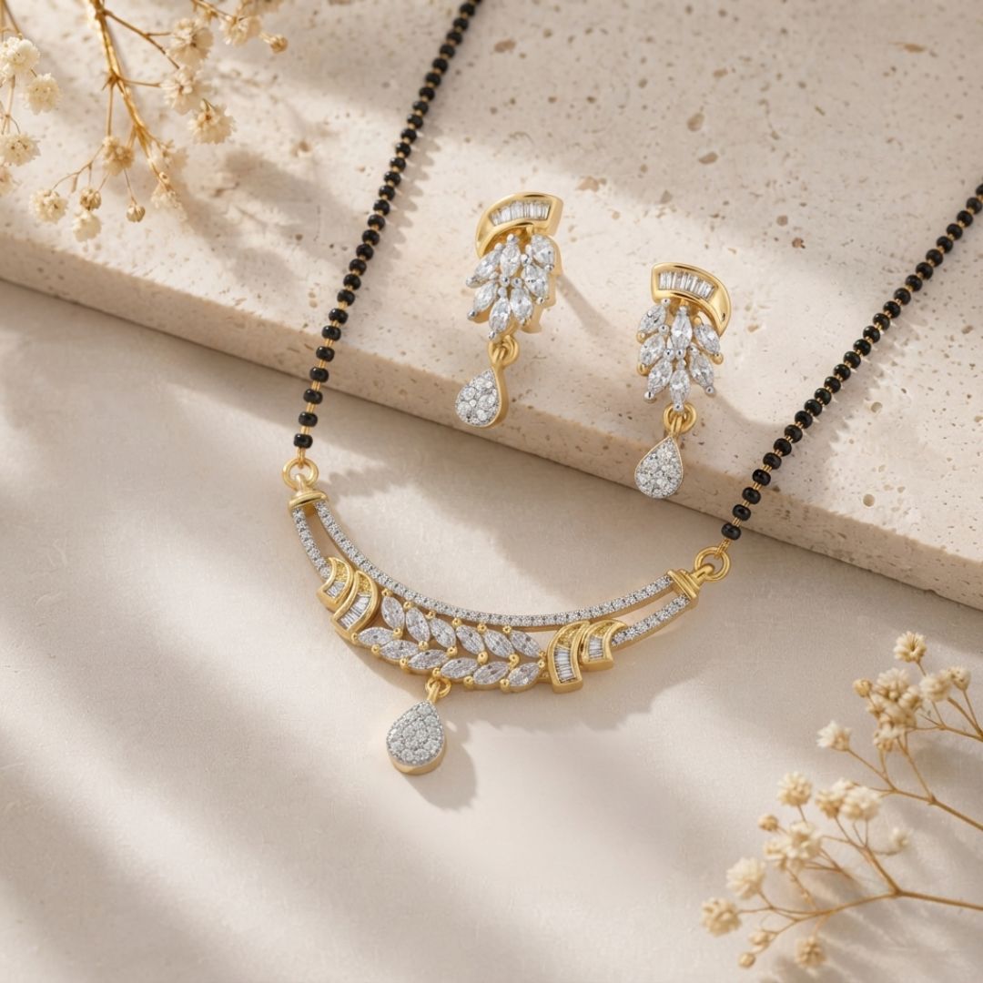 Designer American Diamond Gold Finish Daily Wear Mangalsutra
