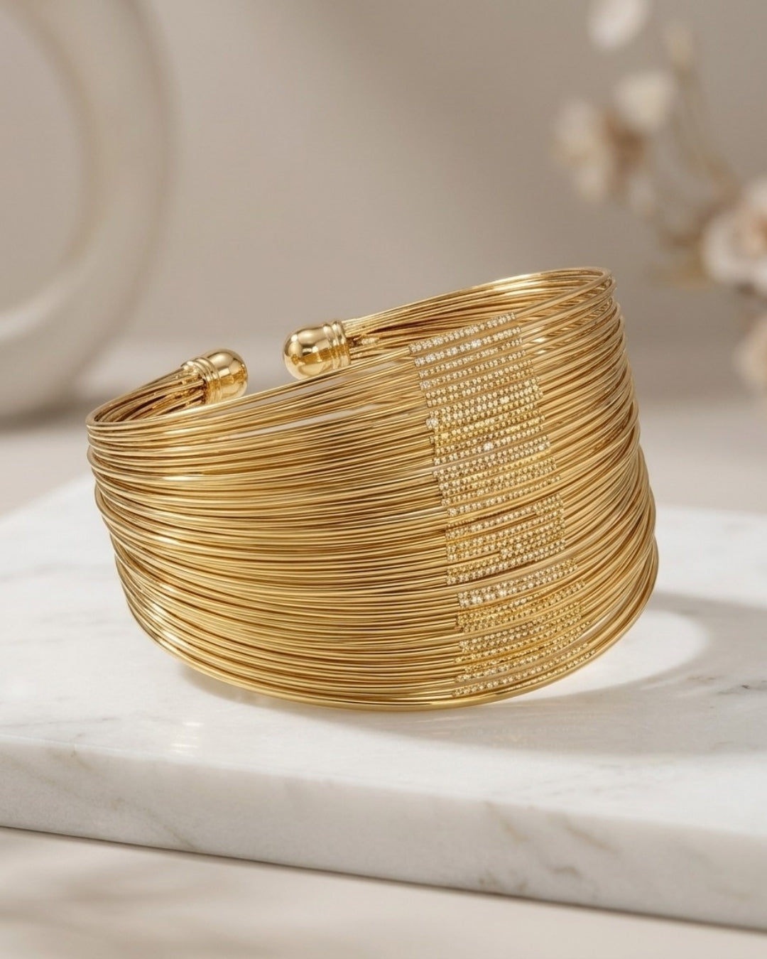 Multi-Layer Gold Plated Statement Bracelet for Women