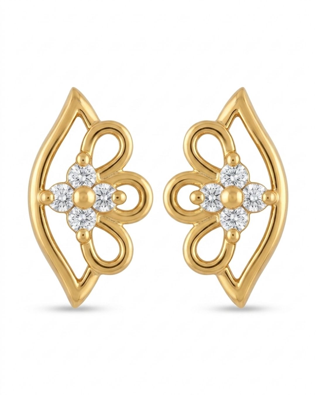 Gold Finish Petal Charm AD Pendant Set