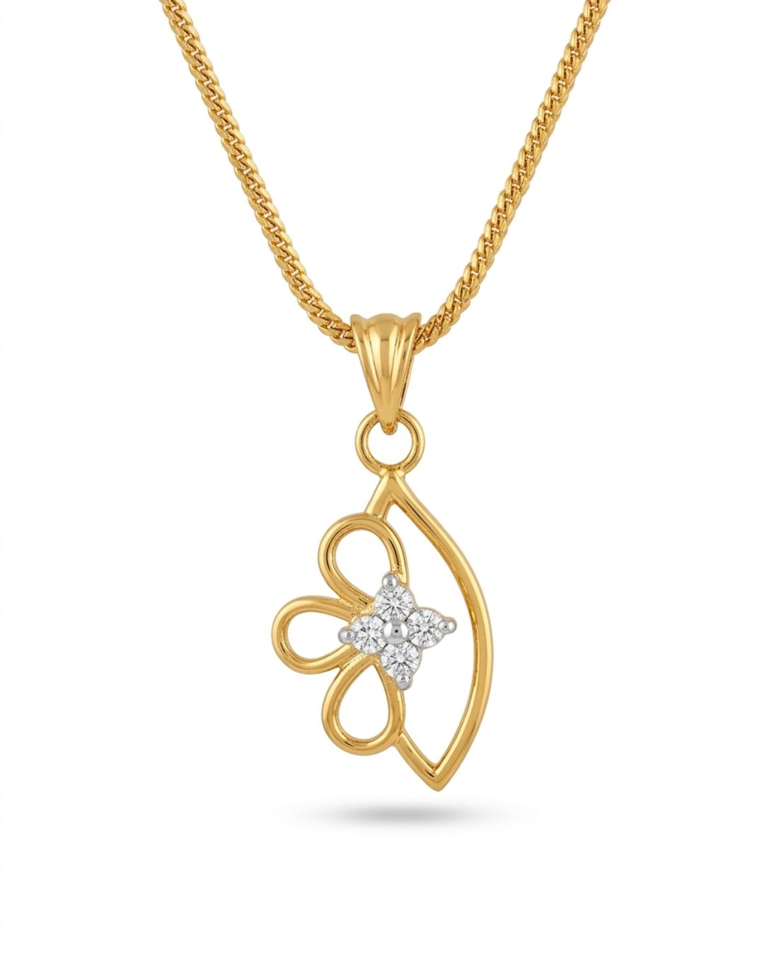 Silver Finish Petal Charm AD Pendant Set