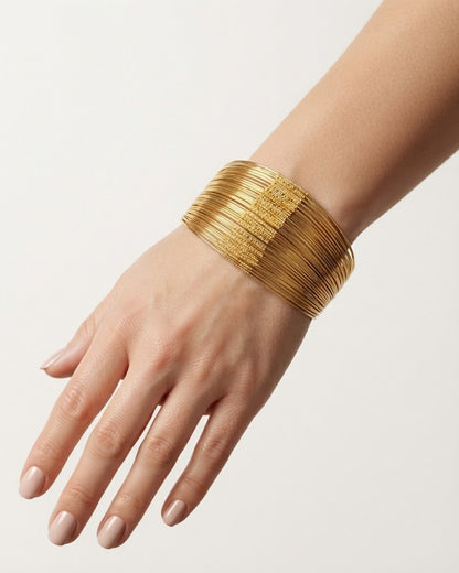 Multi-Layer Gold Plated Statement Bracelet for Women
