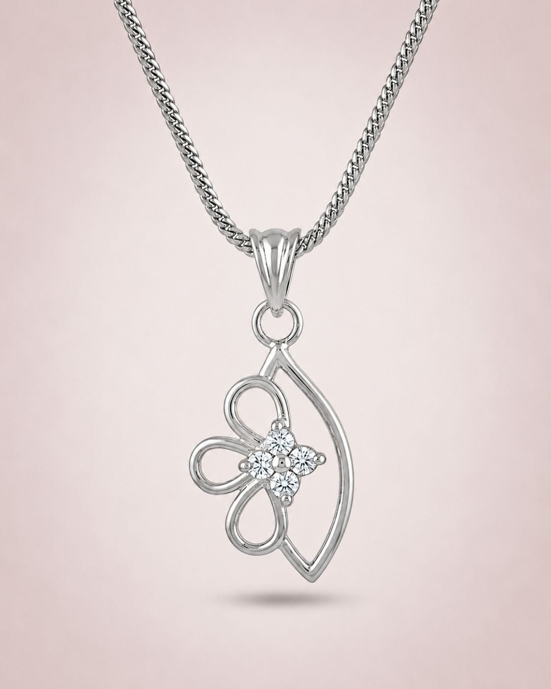 Silver Finish Petal Charm AD Pendant Set
