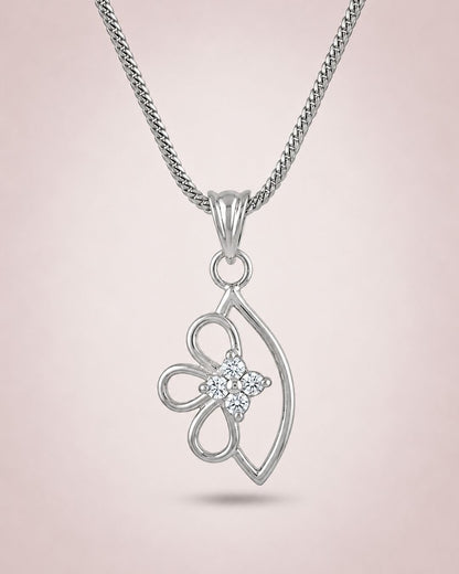 Silver Finish Petal Charm AD Pendant Set