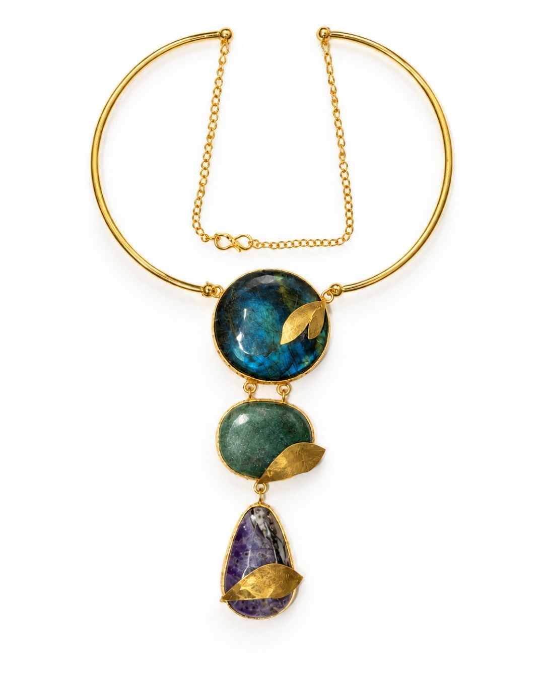 Gold Plated Multicolour Statement Pendant for Women