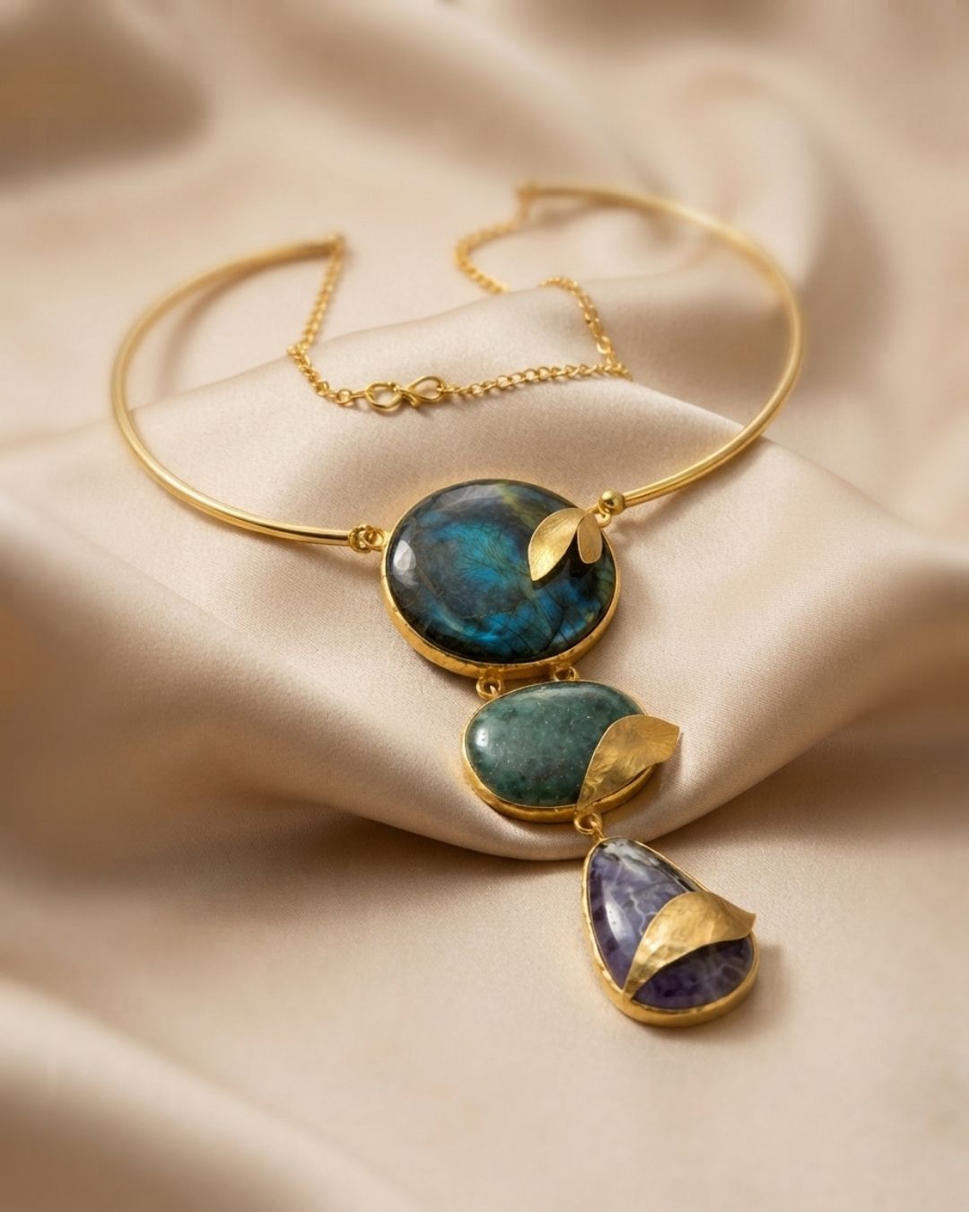 Gold Plated Multicolour Statement Pendant for Women