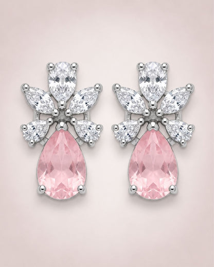 Pink Bloom Silver Finish AD Pendant Set