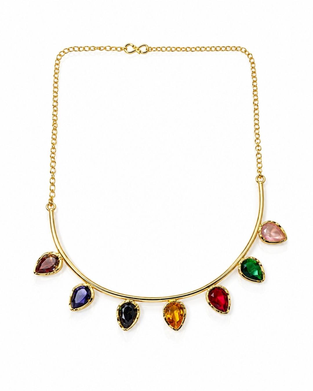 Multicolour Teardrop Statement Necklace