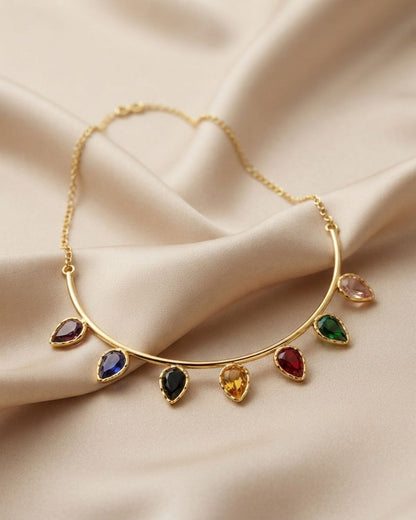 Multicolour Teardrop Statement Necklace